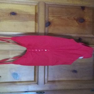 Kona Sol Red One-Piece Swimsuit with Buttons Size L